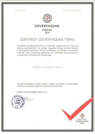certifikát důvěryhodná firma 2015